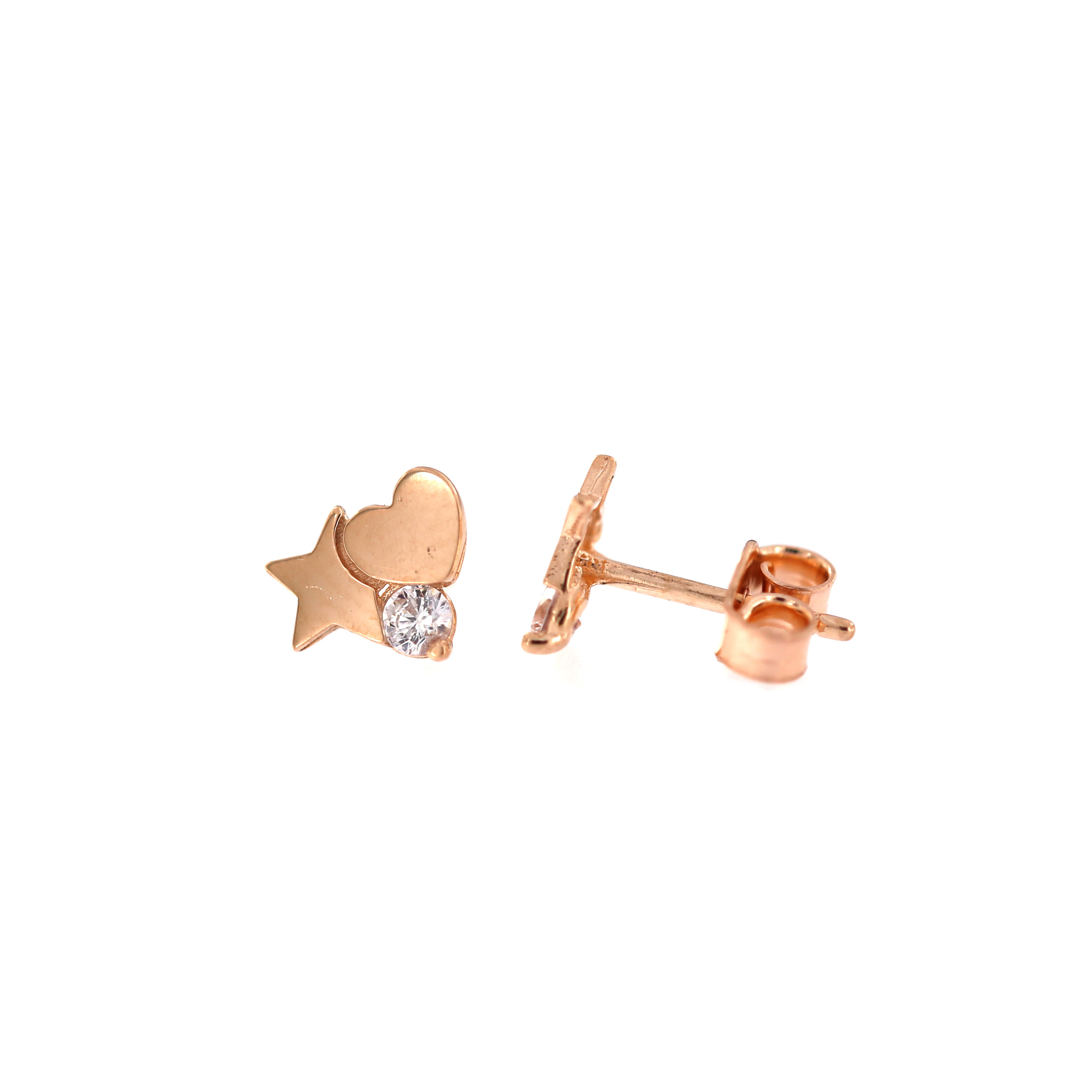 Rose gold heart-shaped pin earrings BRV14-02-18