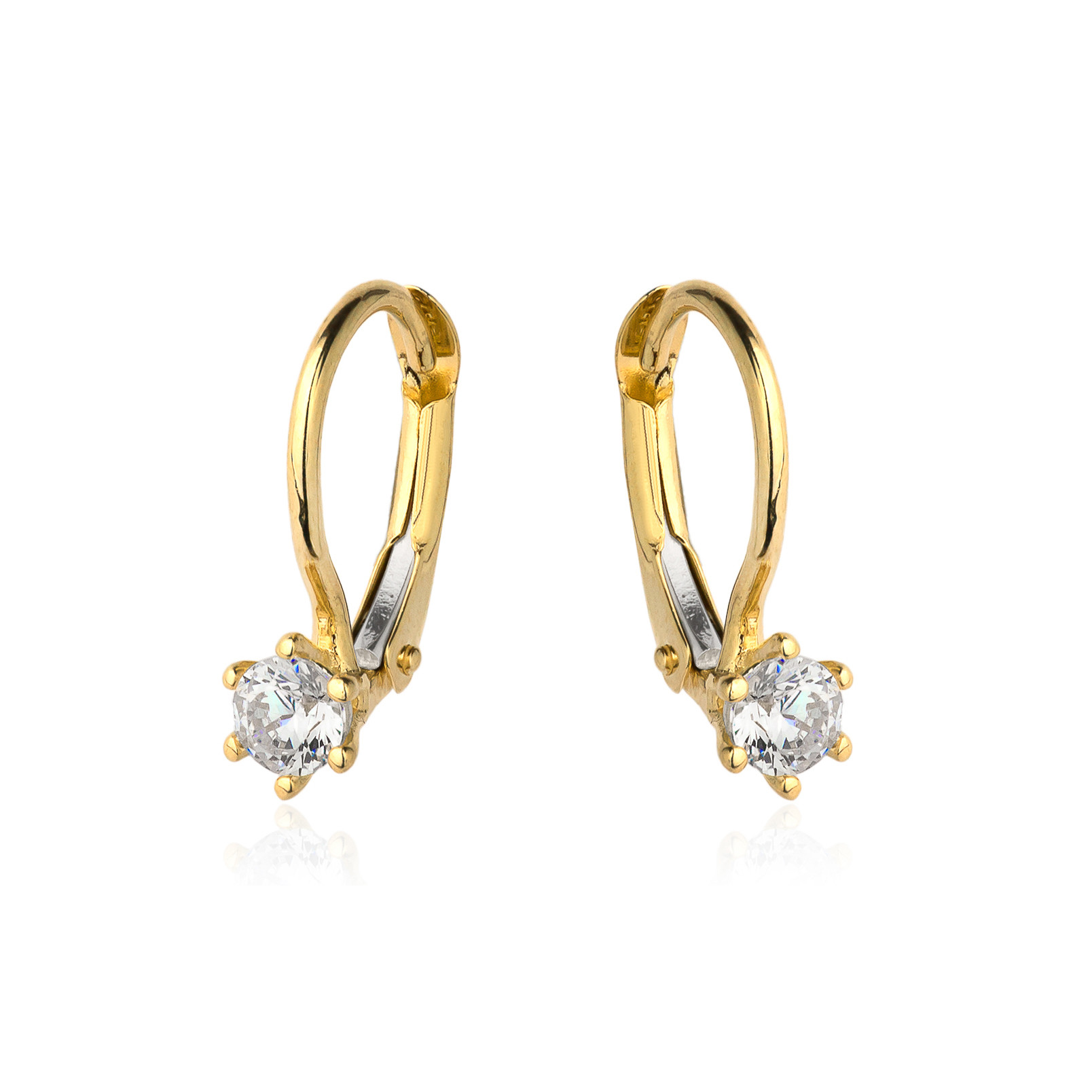Yellow gold earrings with cz BGA03-06-07