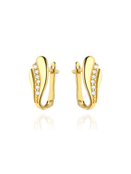 Yellow gold zirconia earrings BGA03-08-05