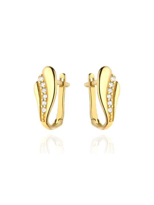 Yellow gold zirconia earrings BGA03-08-05