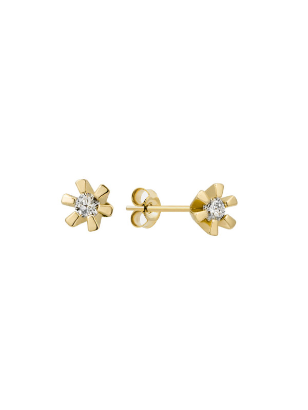 Yellow gold stud zirconia earrings BGV03-02-03