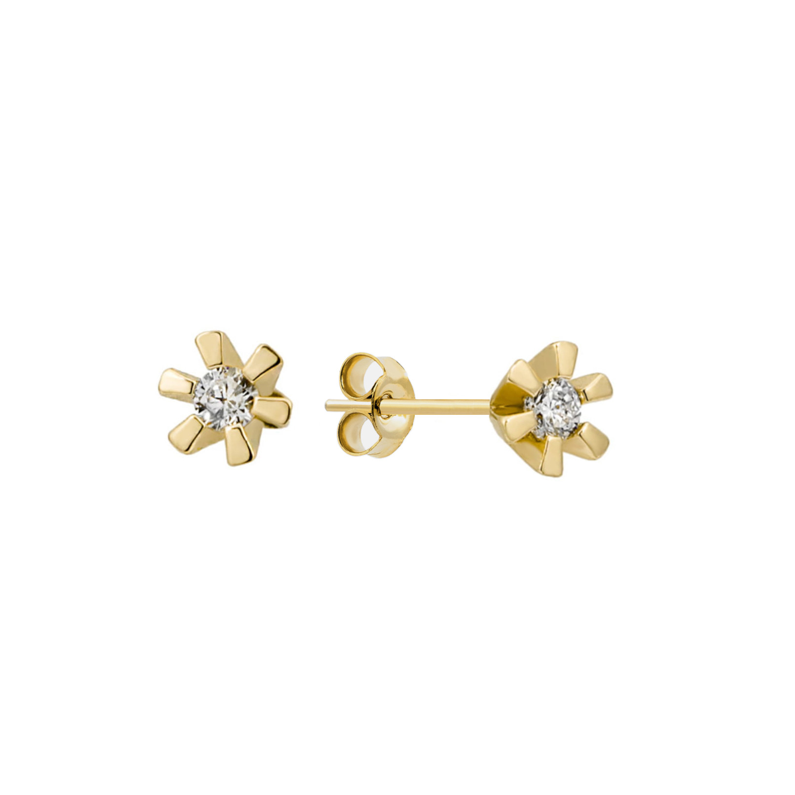 Yellow gold stud zirconia earrings BGV03-02-03