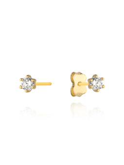 Yellow gold stud zirconia earrings BGV03-02-07