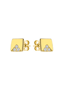 Yellow gold stud zirconia earrings BGV06-01-03