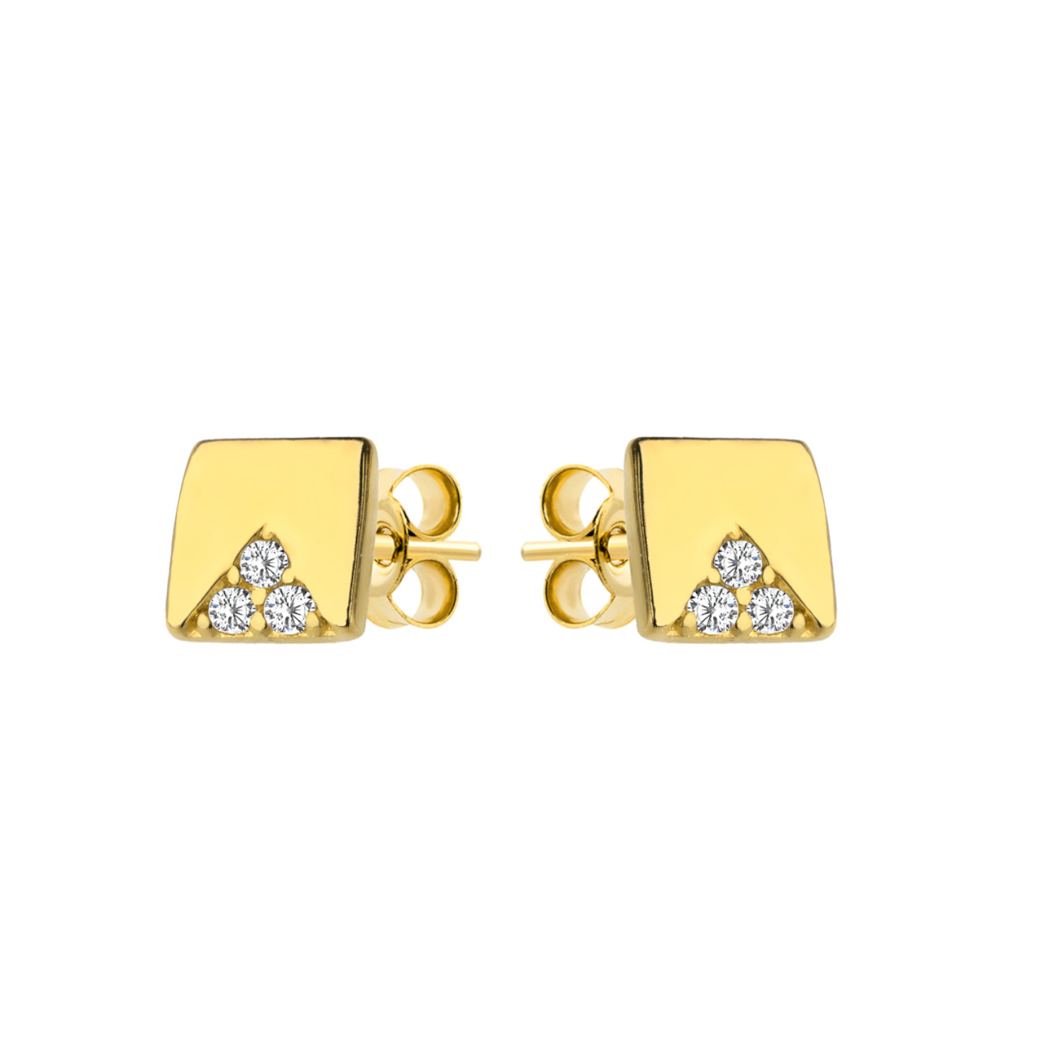 Yellow gold stud zirconia earrings BGV06-01-03