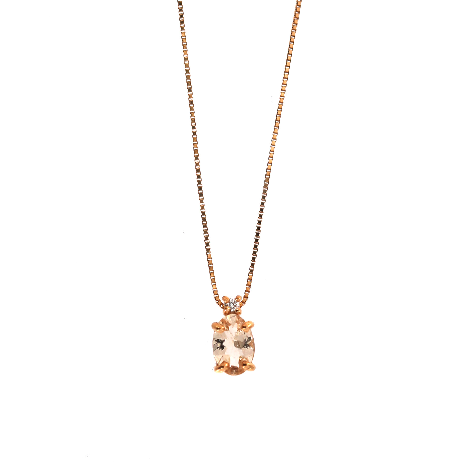 Rose gold morganite pendant necklace CPRR11-M-02