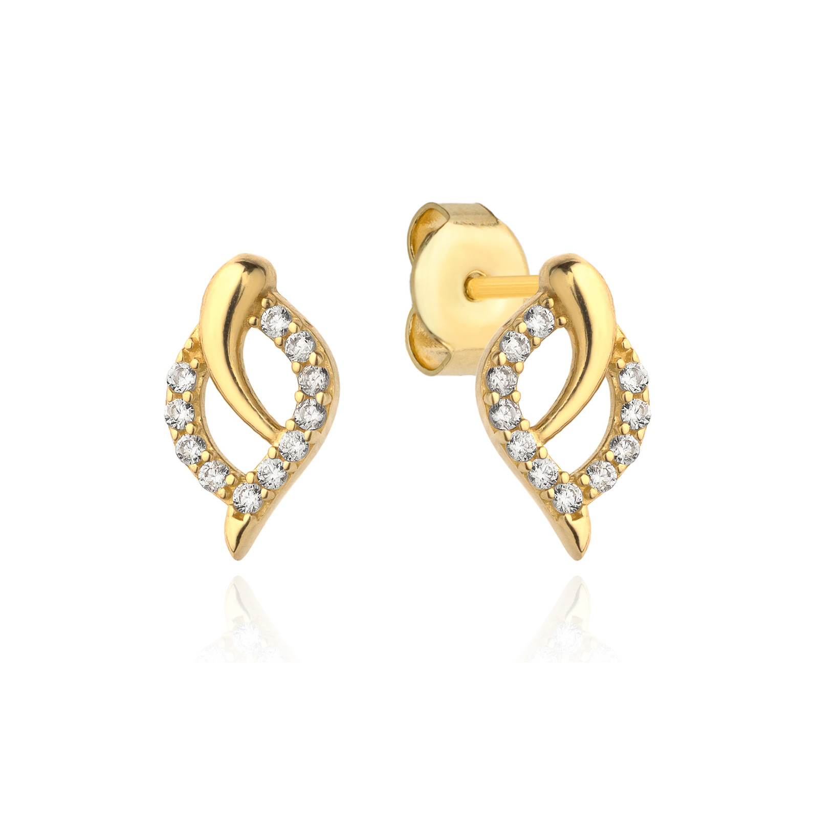Yellow gold stud zirconia earrings BGV06-05-04
