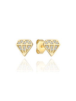 Yellow gold stud diamond shaped earrings BGV07-08-03