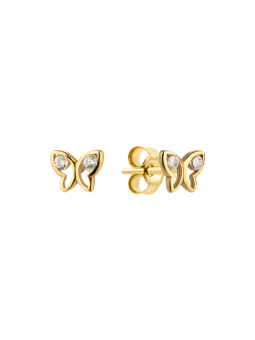 Yellow gold stud butterfly earrings BGV10-04-06