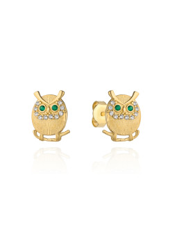 Yellow gold stud owl earrings BGV10-10-01