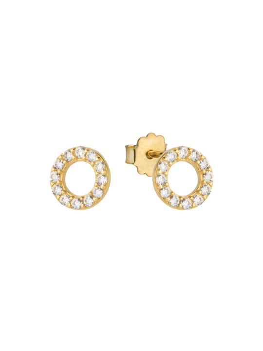 Yellow gold stud zirconia earrings BGV12-01-07