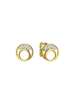 Yellow gold stud zirconia earrings BGV12-01-12
