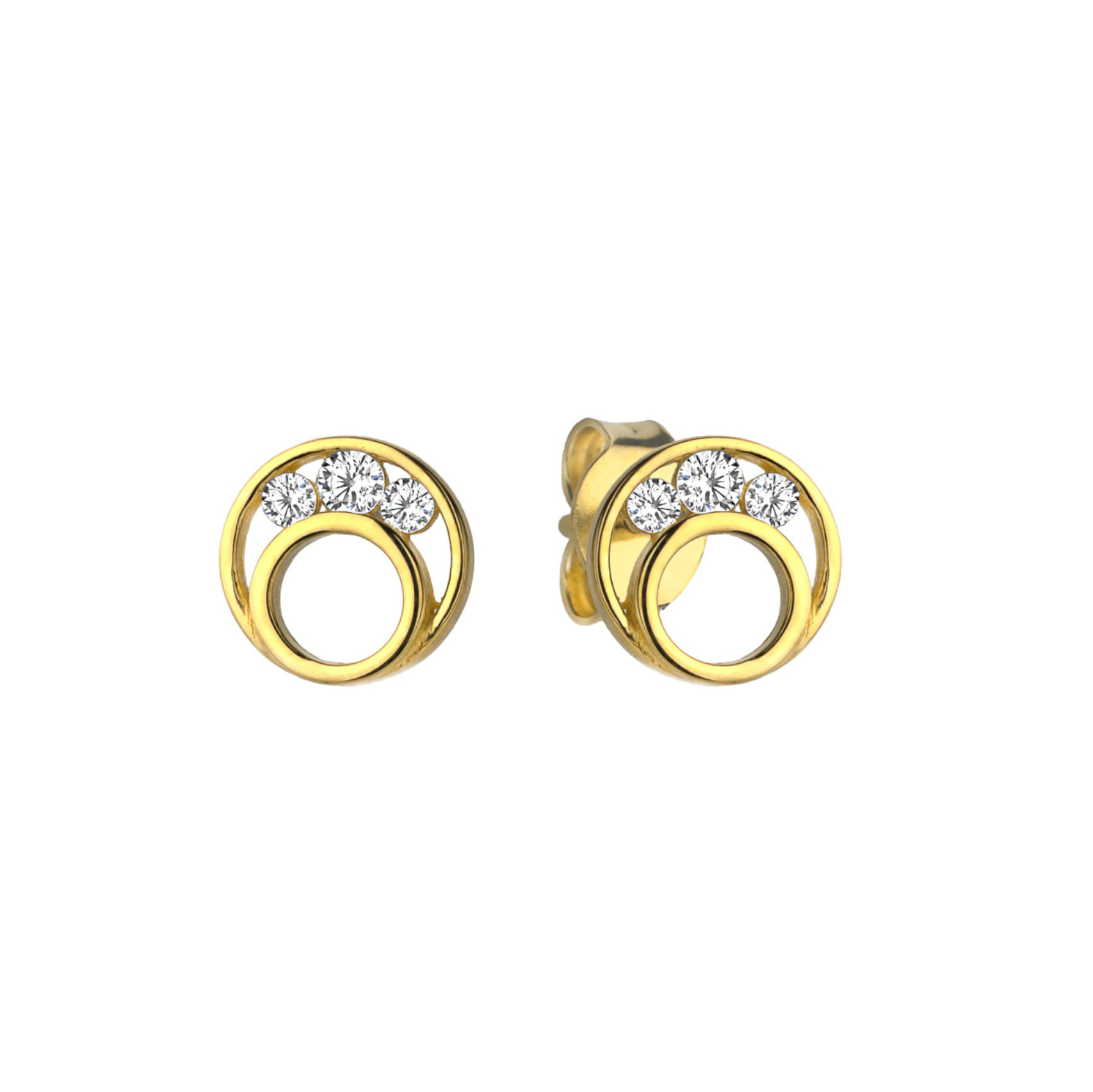 Yellow gold stud zirconia earrings BGV12-01-12