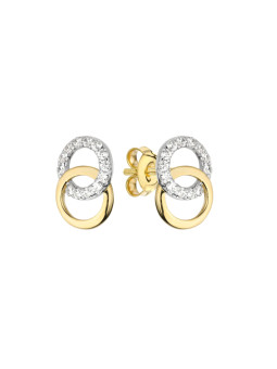 Yellow gold stud zirconia earrings BGV12-01-14