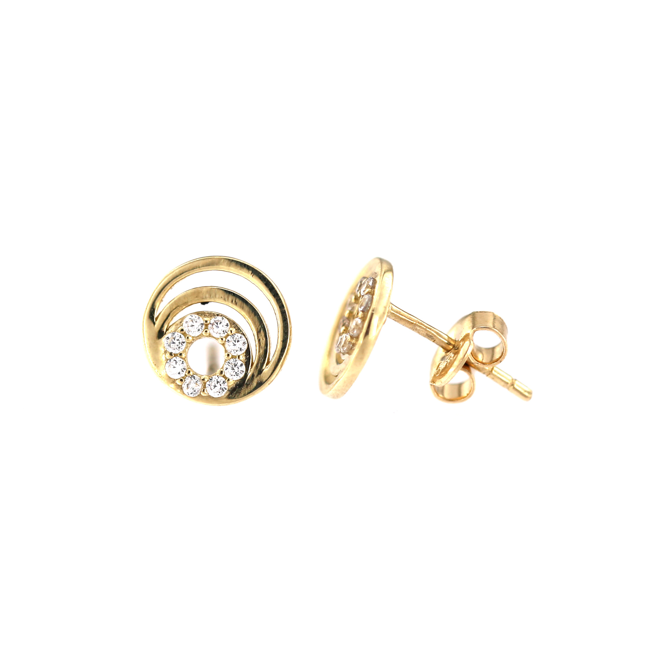 Yellow gold stud zirconia earrings BGV12-01-18