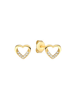 Yellow gold stud heart-shaped earrings BGV13-02-09