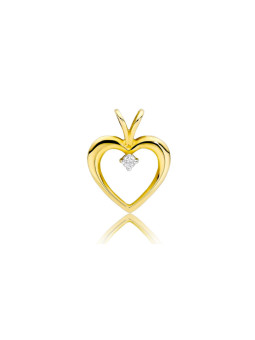 Geltono aukso pakabukas širdelė su cirkoniais AGS02-22