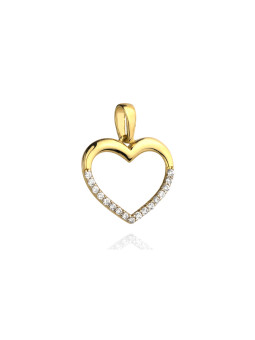 Geltono aukso pakabukas širdelė su cirkoniais AGS02-30