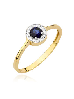 Gold ring with sapphire and diamond BC016