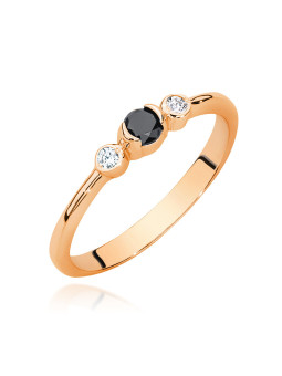 Auksinis žiedas su juoduoju deimantu BC020