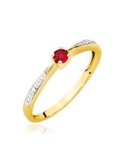 Auksinis žiedas su rubinu ir briliantais BC027