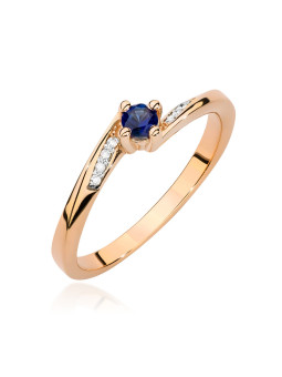 Gold ring with sapphire and diamond BC028