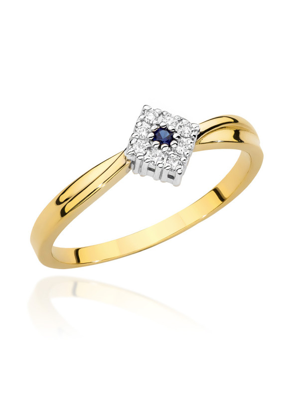 Gold ring with sapphire and diamond BC029