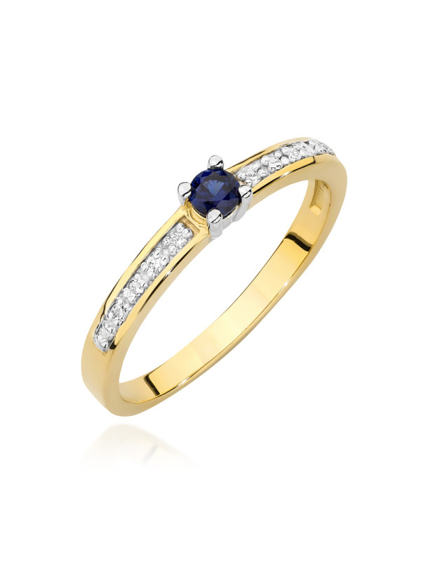 Gold ring with sapphire and diamond BC030