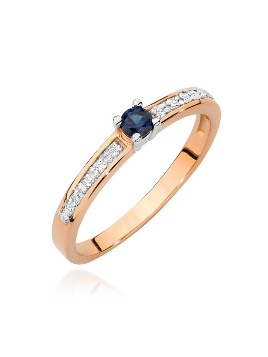 Gold ring with sapphire and diamond BC030