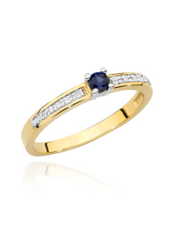 Gold ring with sapphire and diamond BC030