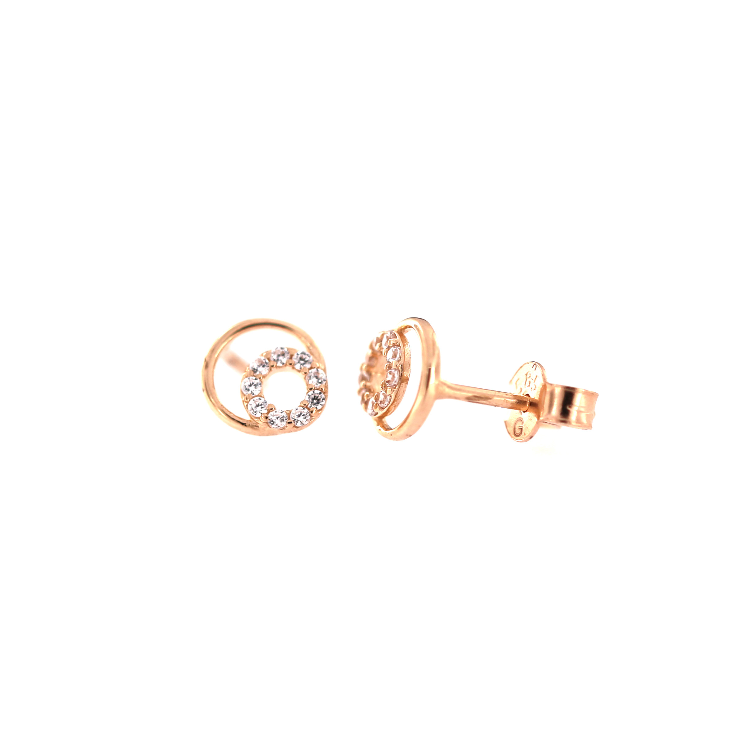 Rose gold zirconia pin earrings BRV12-01-07