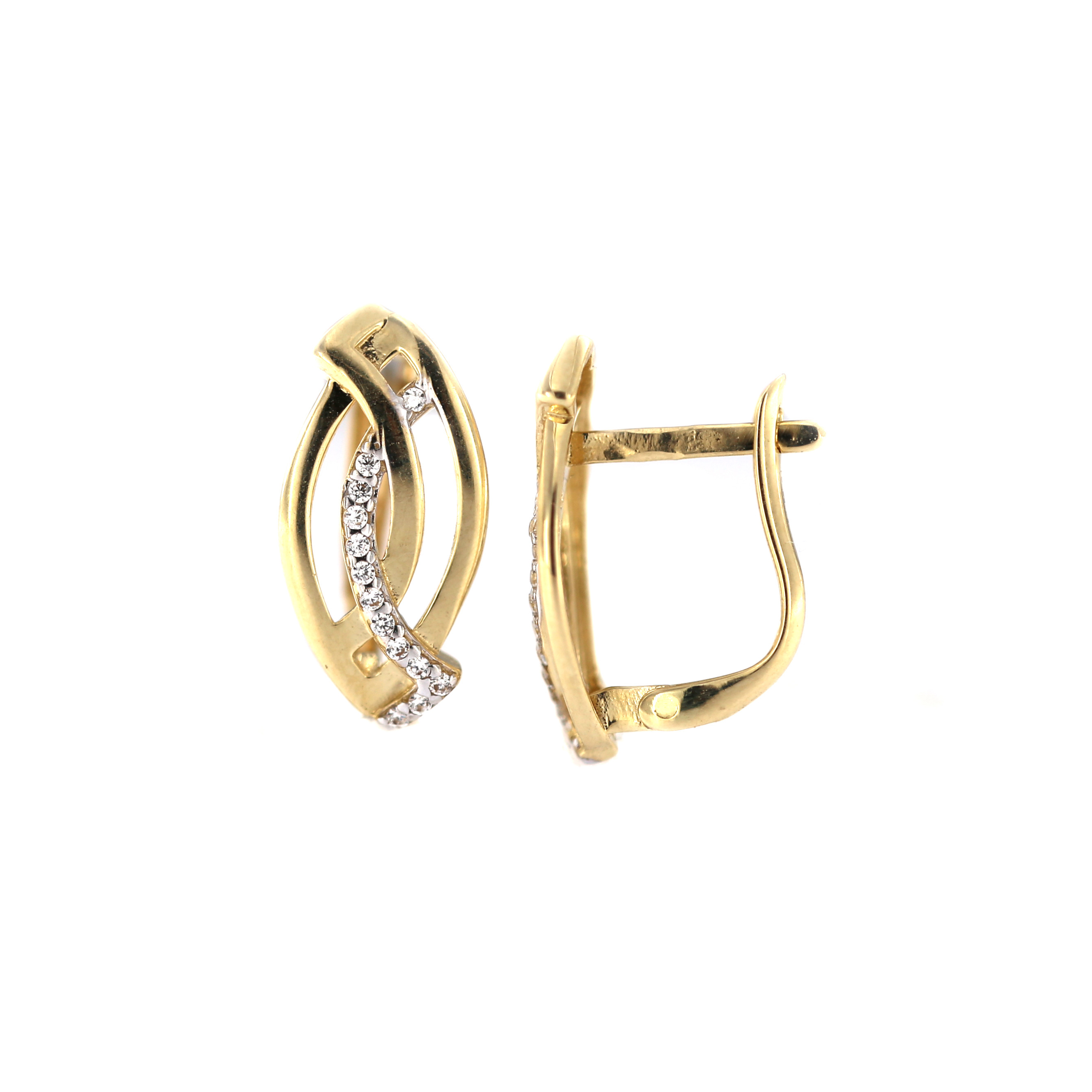 Yellow gold zirconia earrings BGA03-01-12