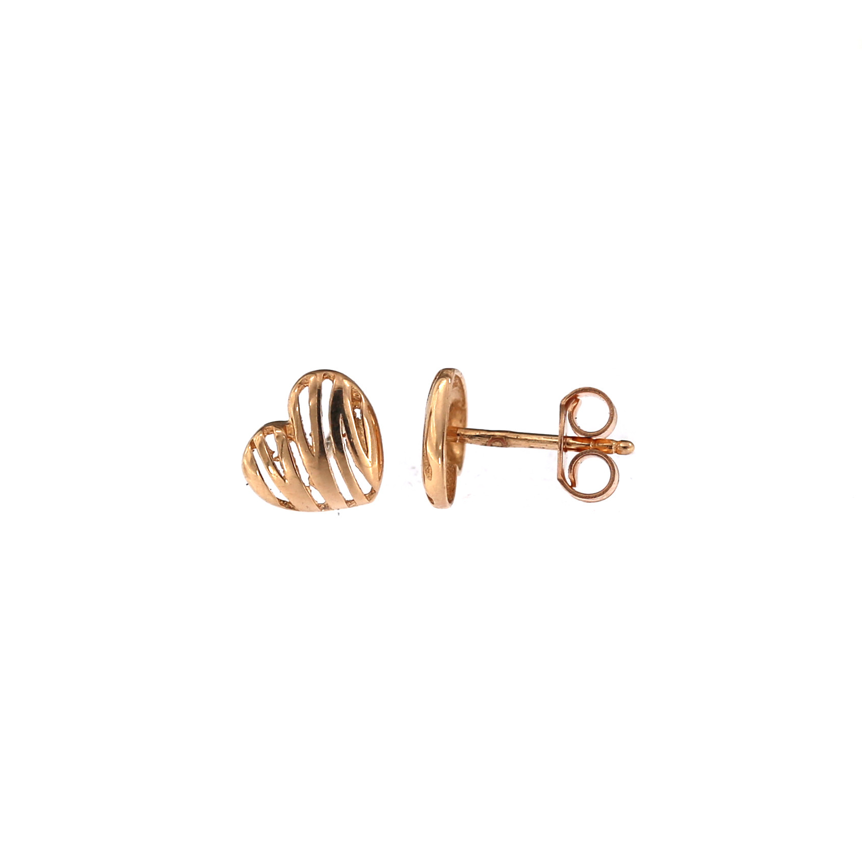 Rose gold heart-shaped pin earrings BRV14-01-18
