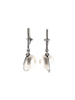White gold pearl earrings BBP01-01-04