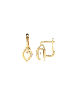 Yellow gold pearl earrings BGP01-04-04