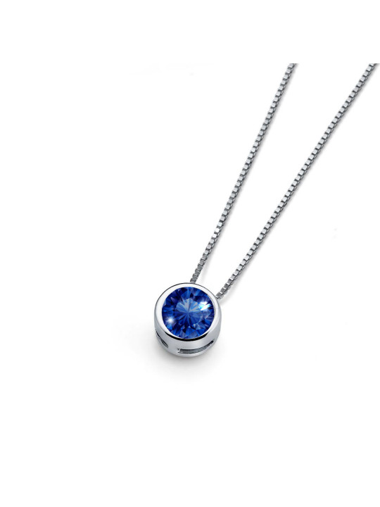 White gold sapphire pendant necklace CPBR09-SAF-04