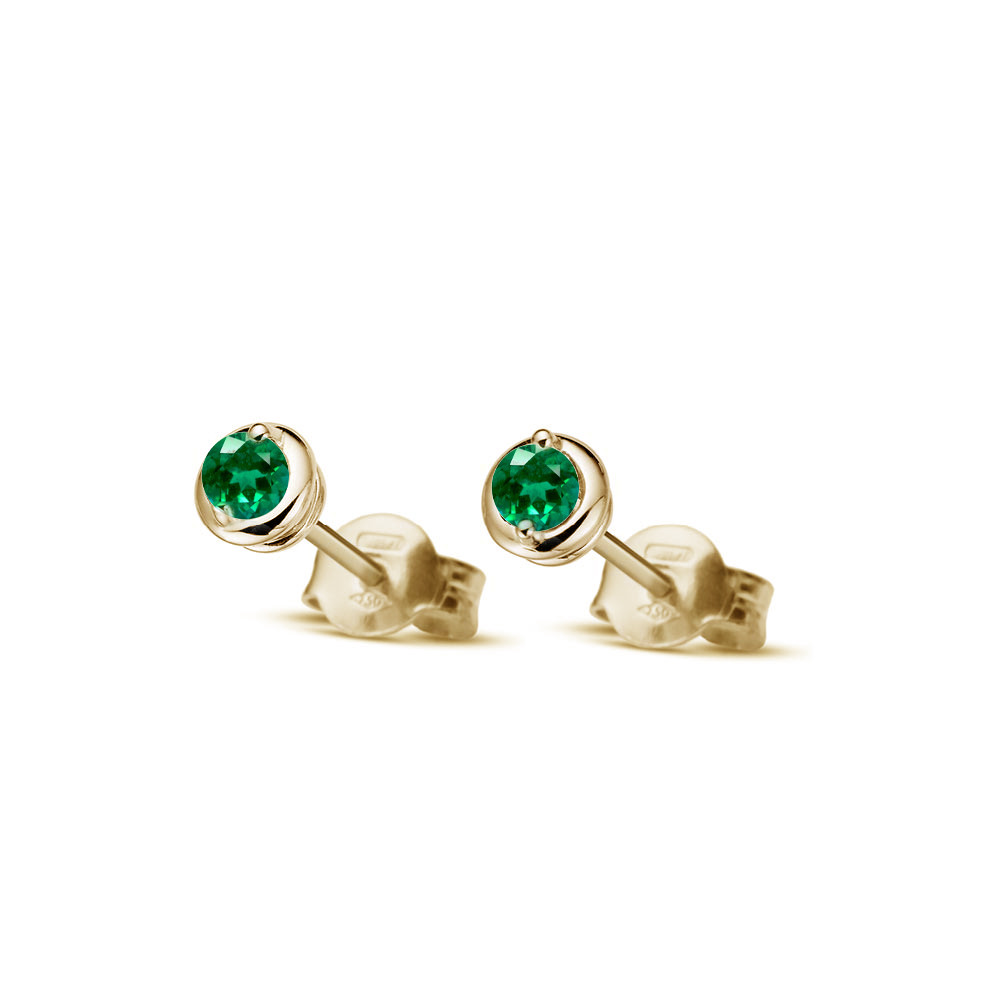 Yellow gold earrings with emeralds BGBR04-03-07