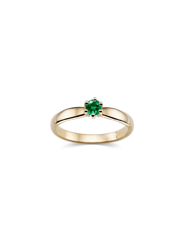 Geltono aukso žiedas su smaragdu DGBR12-S-03