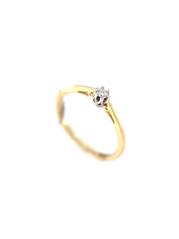 Geltono aukso sužadėtuvių žiedas su briliantu DGBR02-14