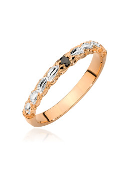 Rose gold ring with black...