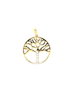 Yellow gold tree of life pendant with zircons AGT03-17