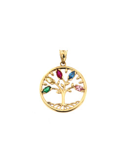 Yellow gold tree of life pendant with zircons AGT03-19