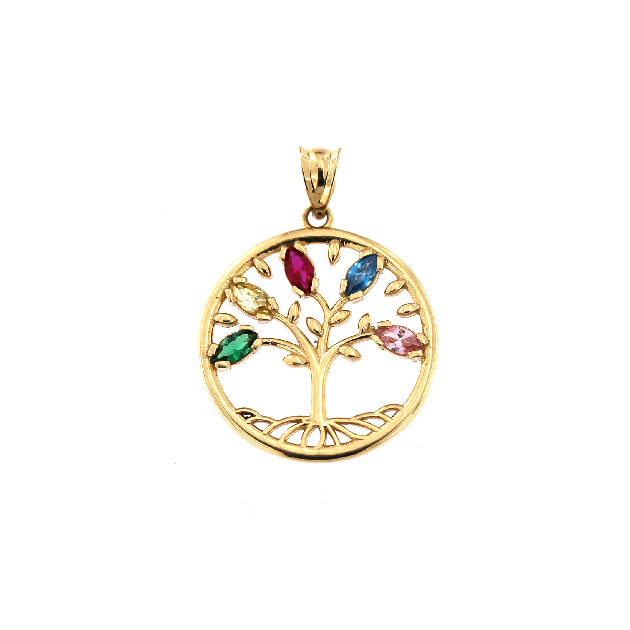 Yellow gold tree of life pendant with zircons AGT03-19