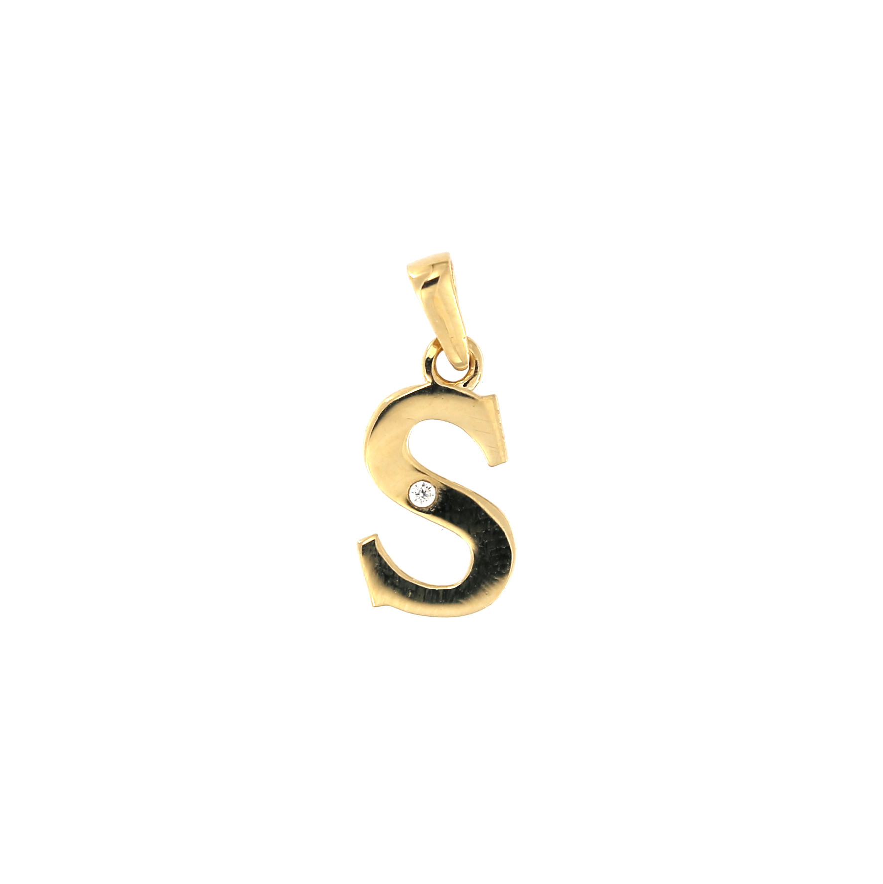 Yellow gold initial letter pendant AGR-S-01