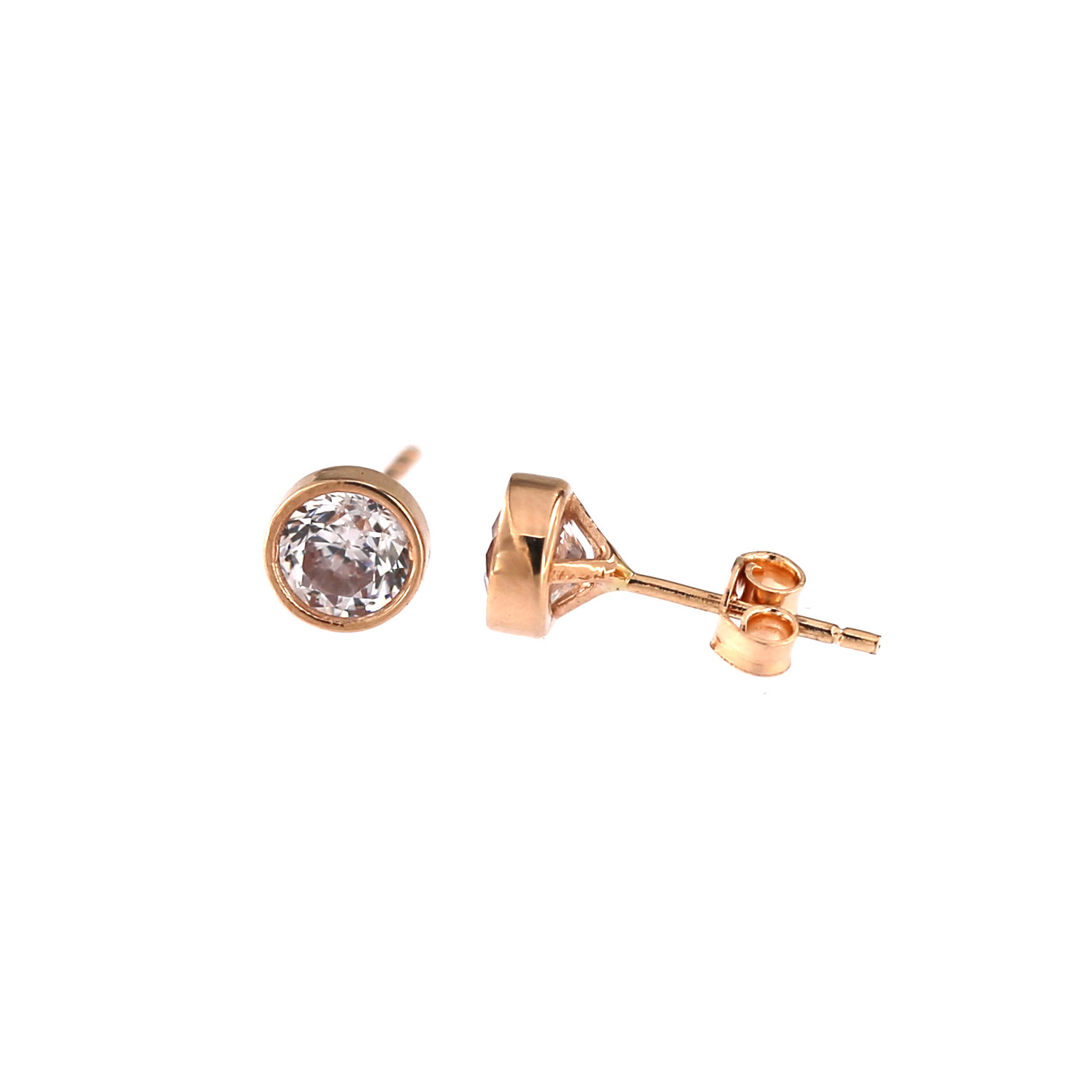 Rose gold zirconia stud earrings BRV03-06-07
