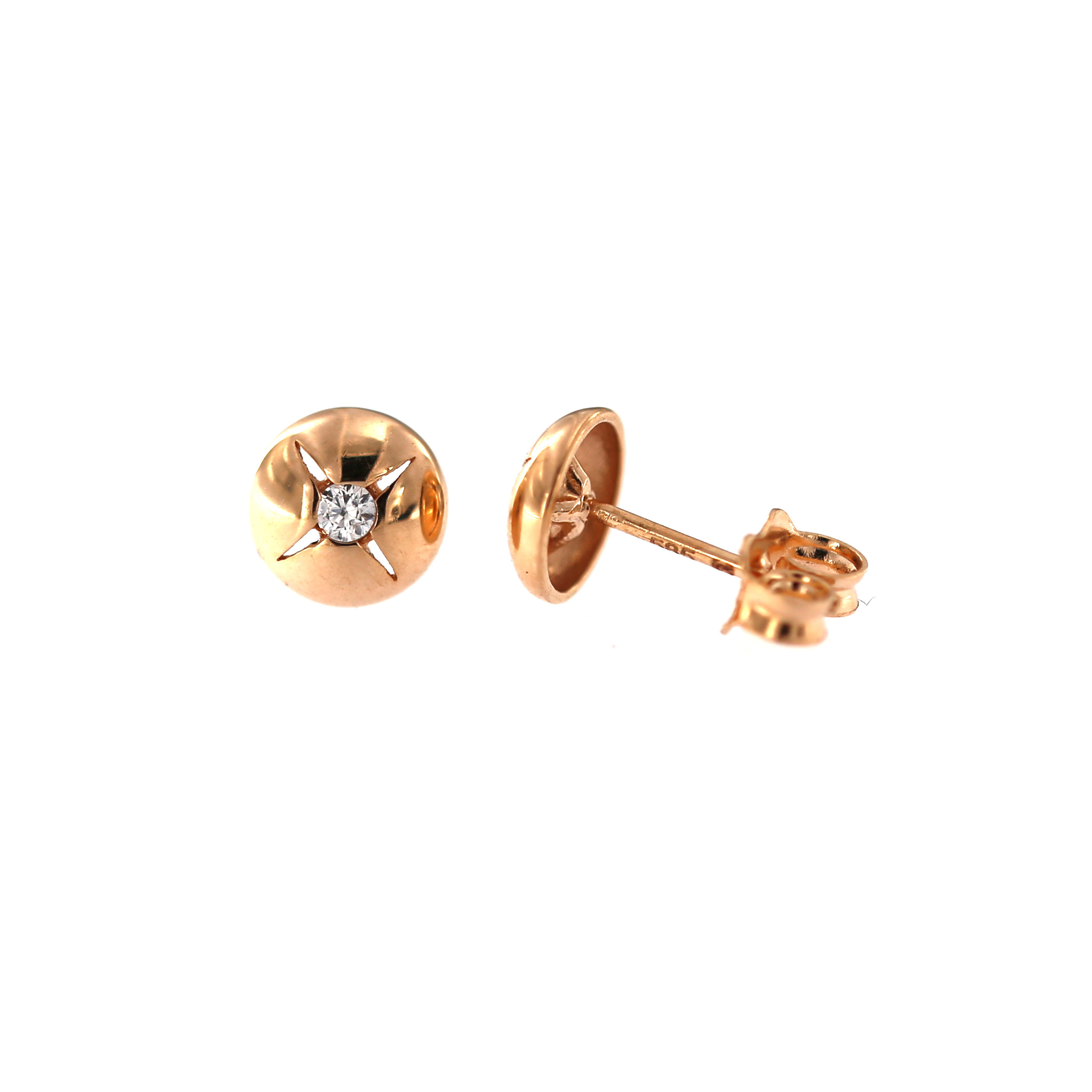 Rose gold zirconia pin earrings BRV06-01-20