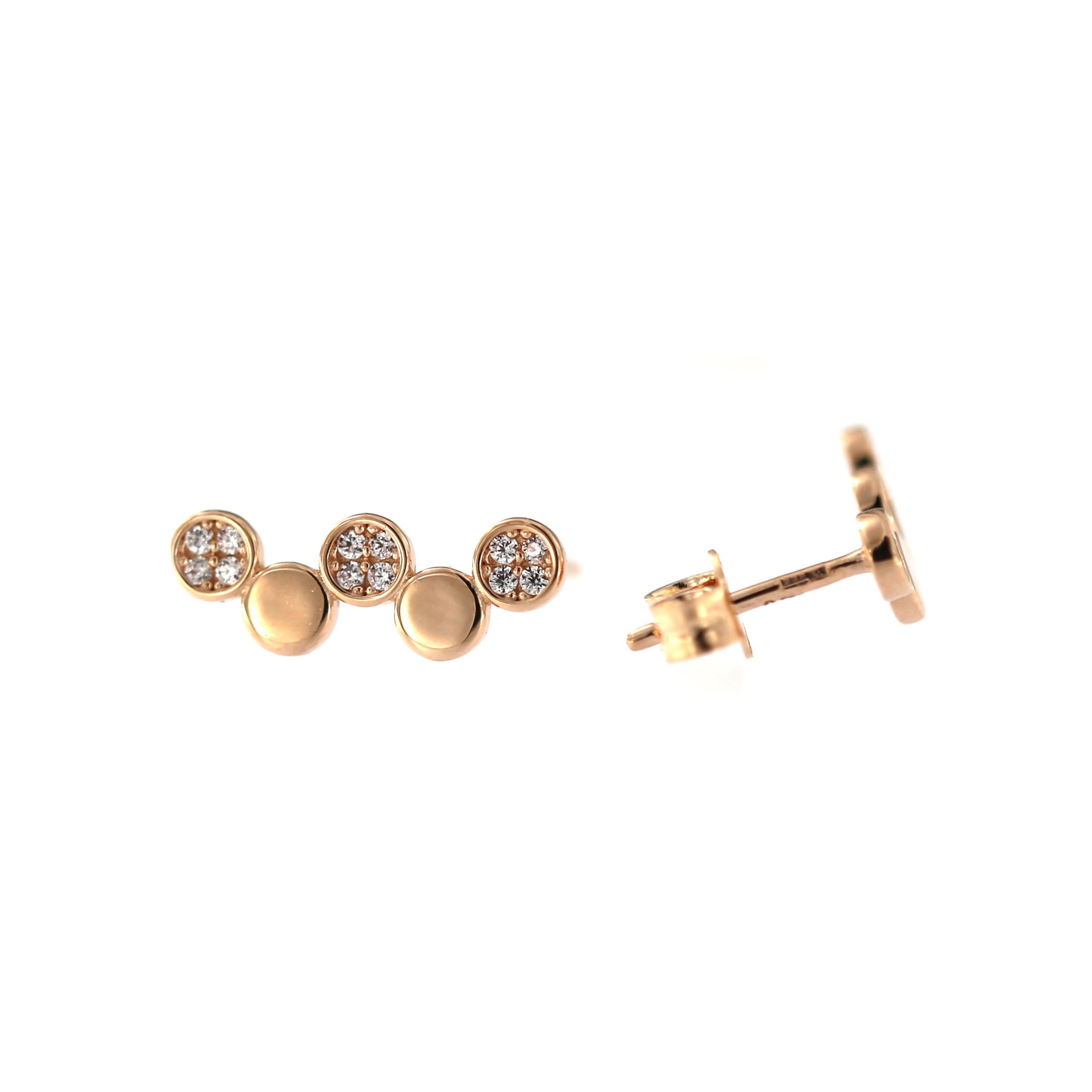 Rose gold zirconia pin earrings BRV06-05-03