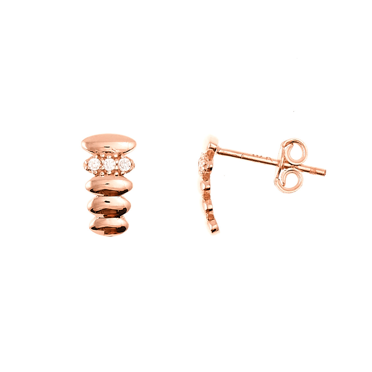 Rose gold zirconia pin earrings BRV06-06-08