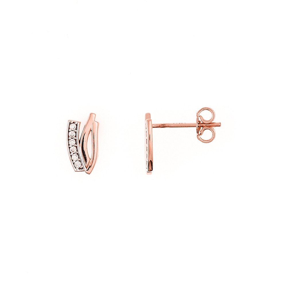 Rose gold zirconia pin earrings BRV06-06-09