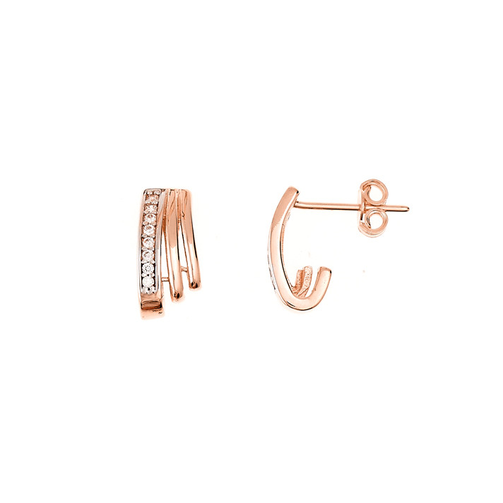 Rose gold zirconia pin earrings BRV06-06-11